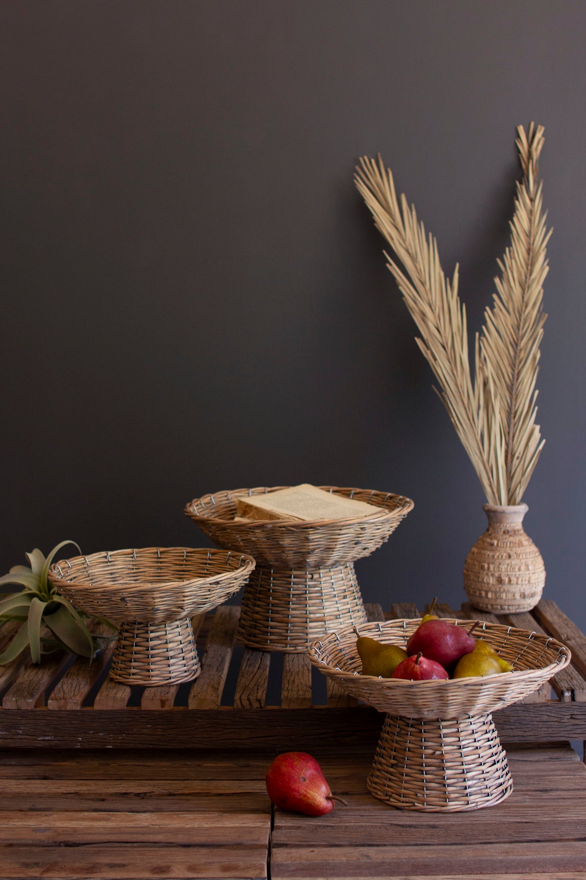 Set of Three Wicker Compotes