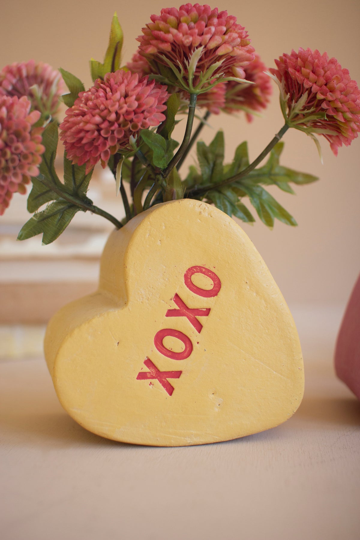 Set of Two Clay Valentine Heart Vases