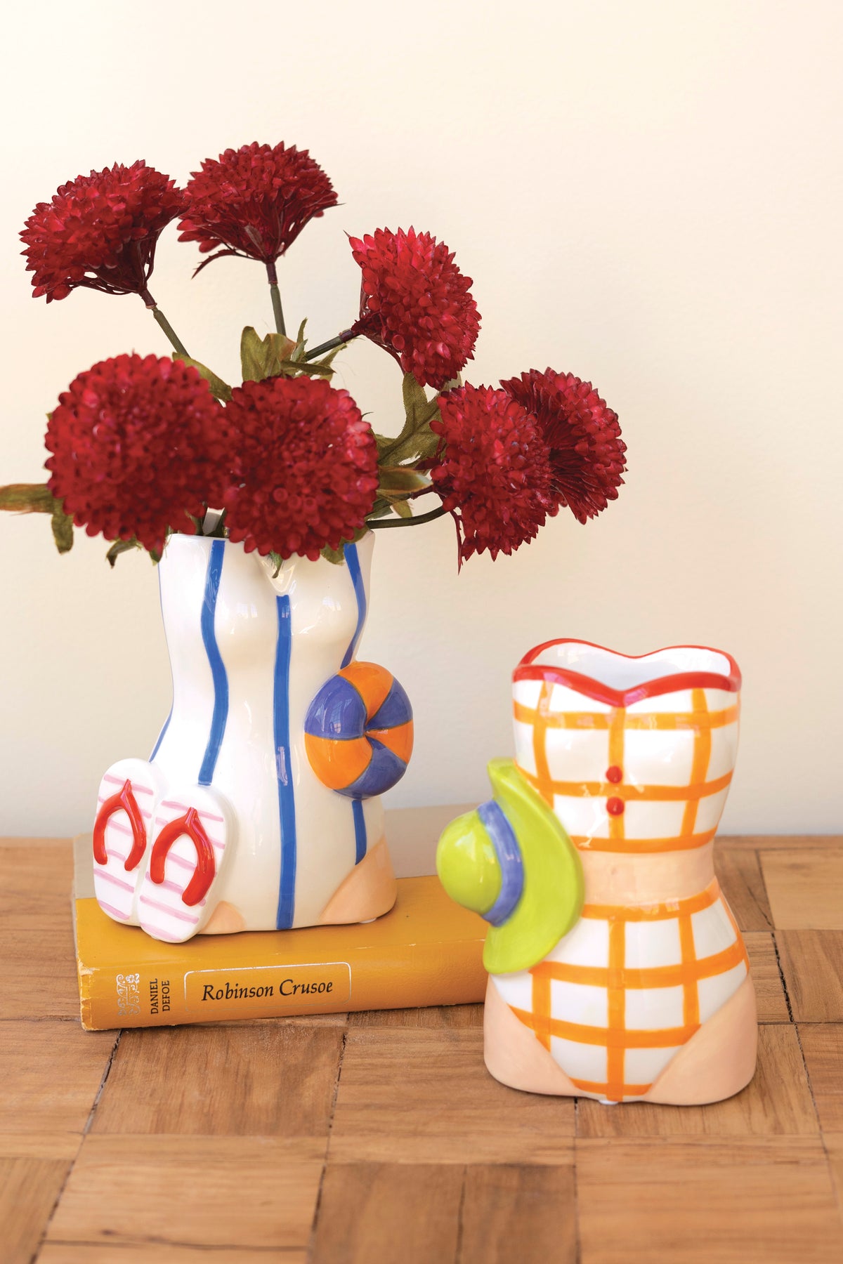 Set of Two Ceramic Swimsuit Vases