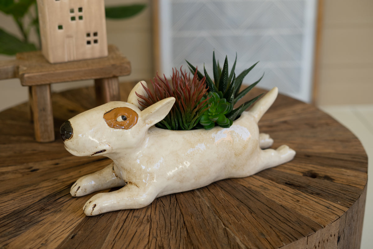Ceramic Bull Terrier Planter