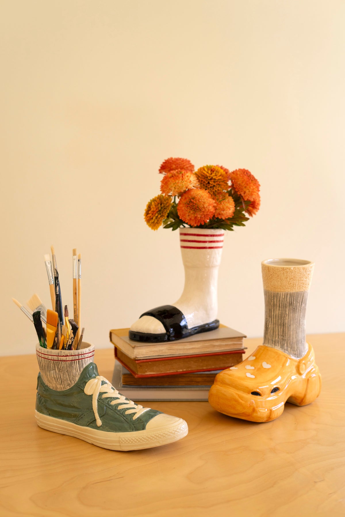 Ceramic Crocs and Socks Vase