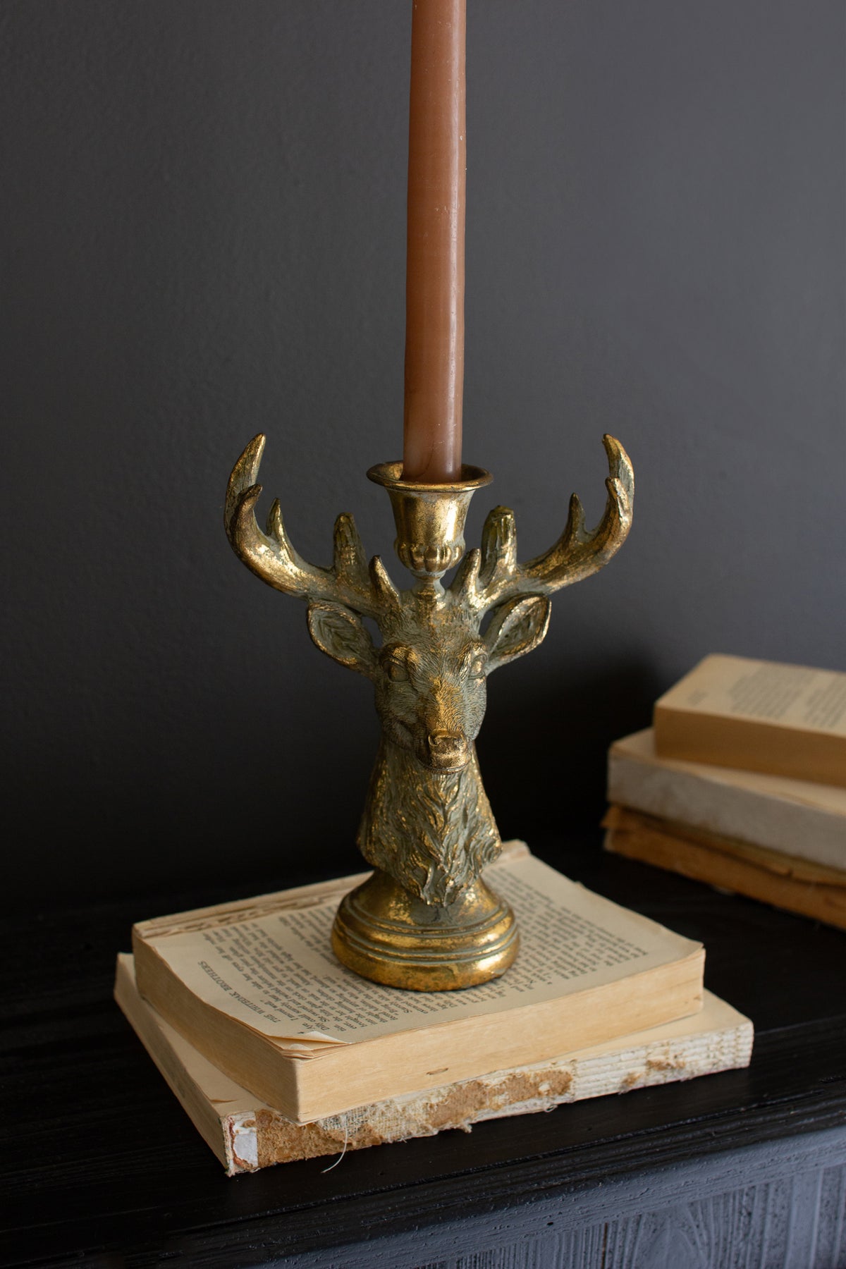 Resin Taper Candle Holder - Deer