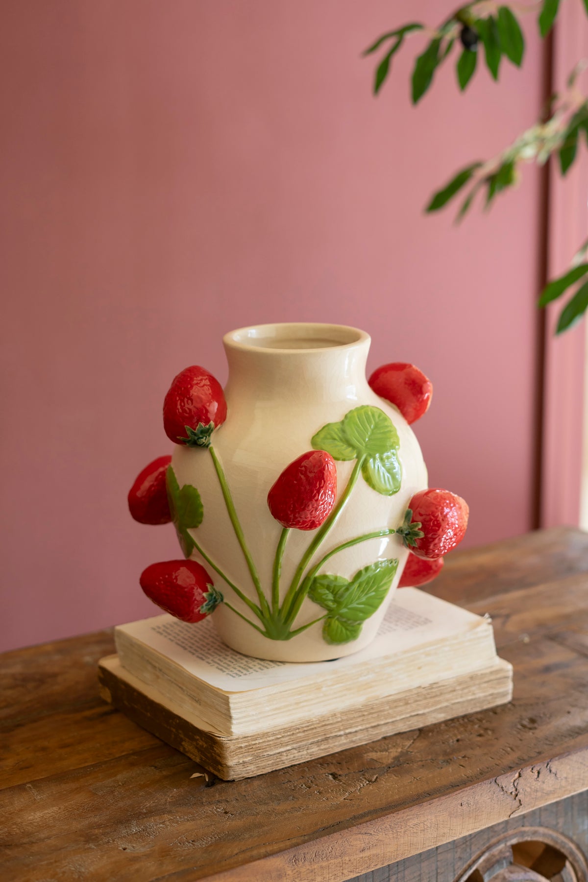 Small Ceramic Strawberries Vase
