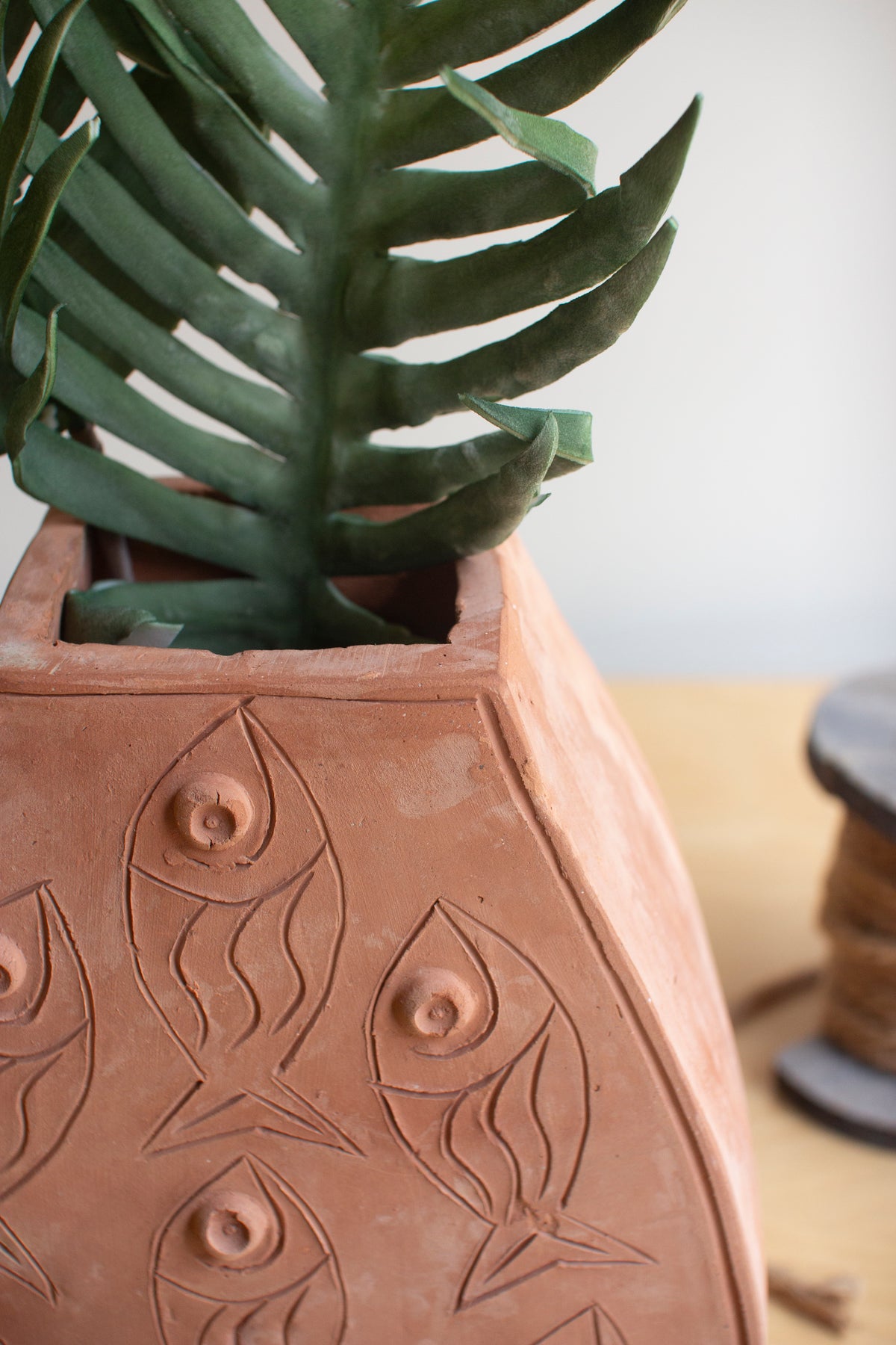 Terracotta Vessel with Fish Detail