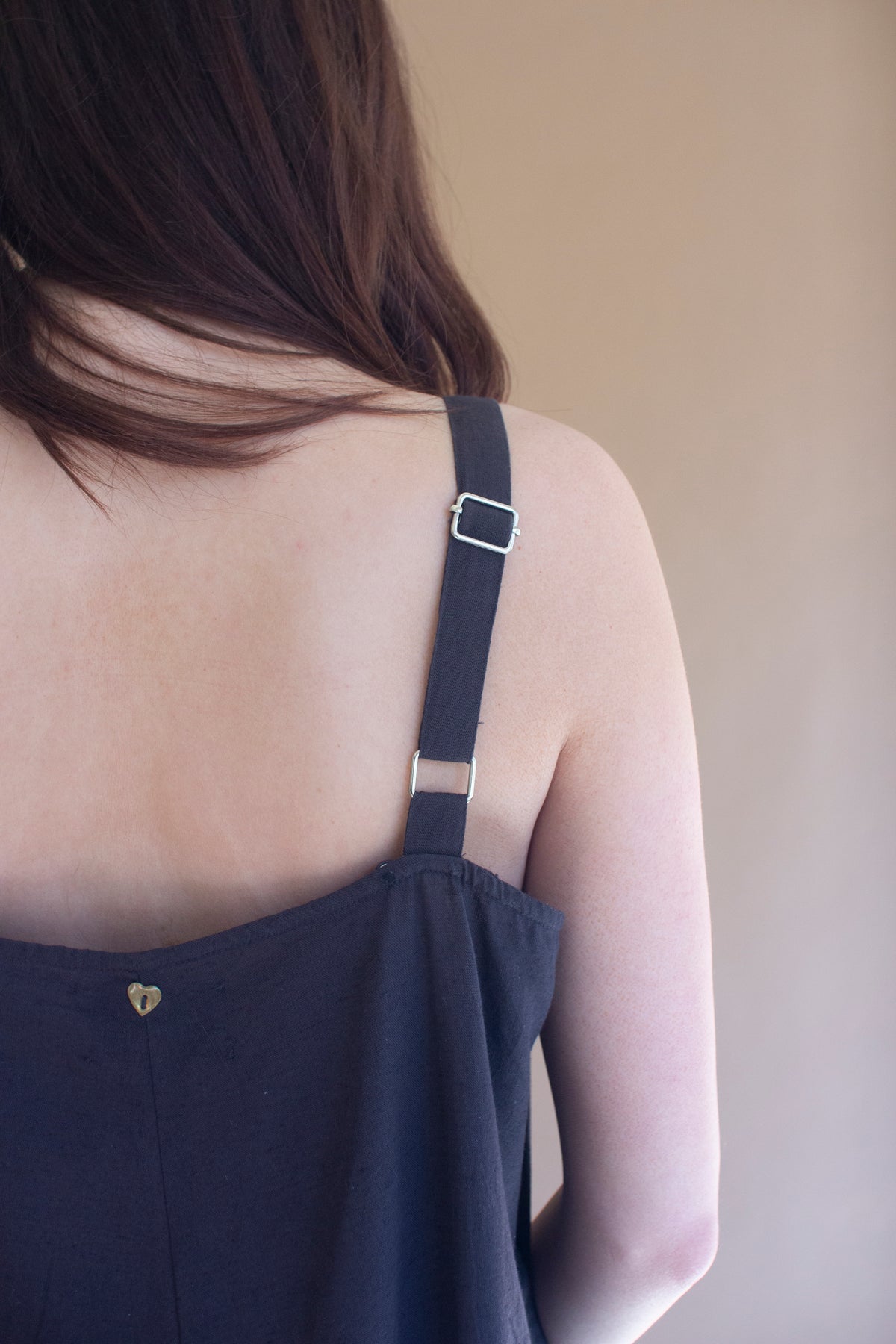 Adjustable Strap Flowy Jumper with Button Detail - Midnight