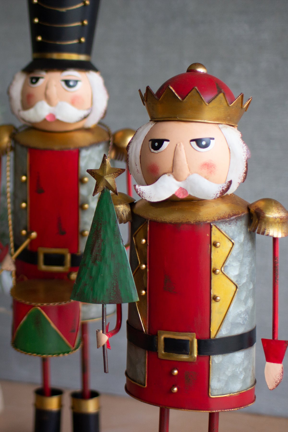 Set of Three Painted Metal Nutcrackers - One Each Design