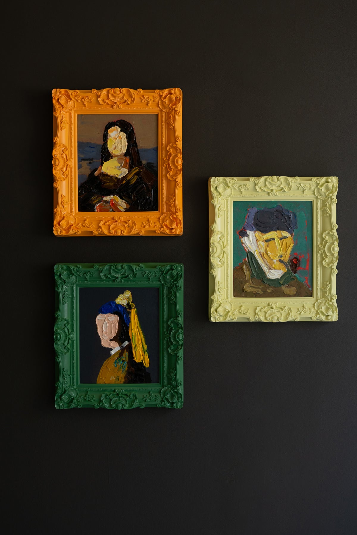Set of Three Framed Acrylic Portrait Paintings