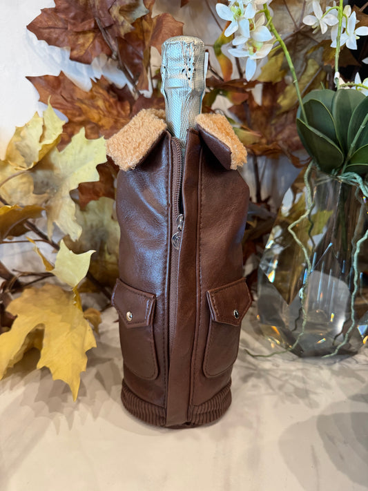 Brown Leather Wine Parka