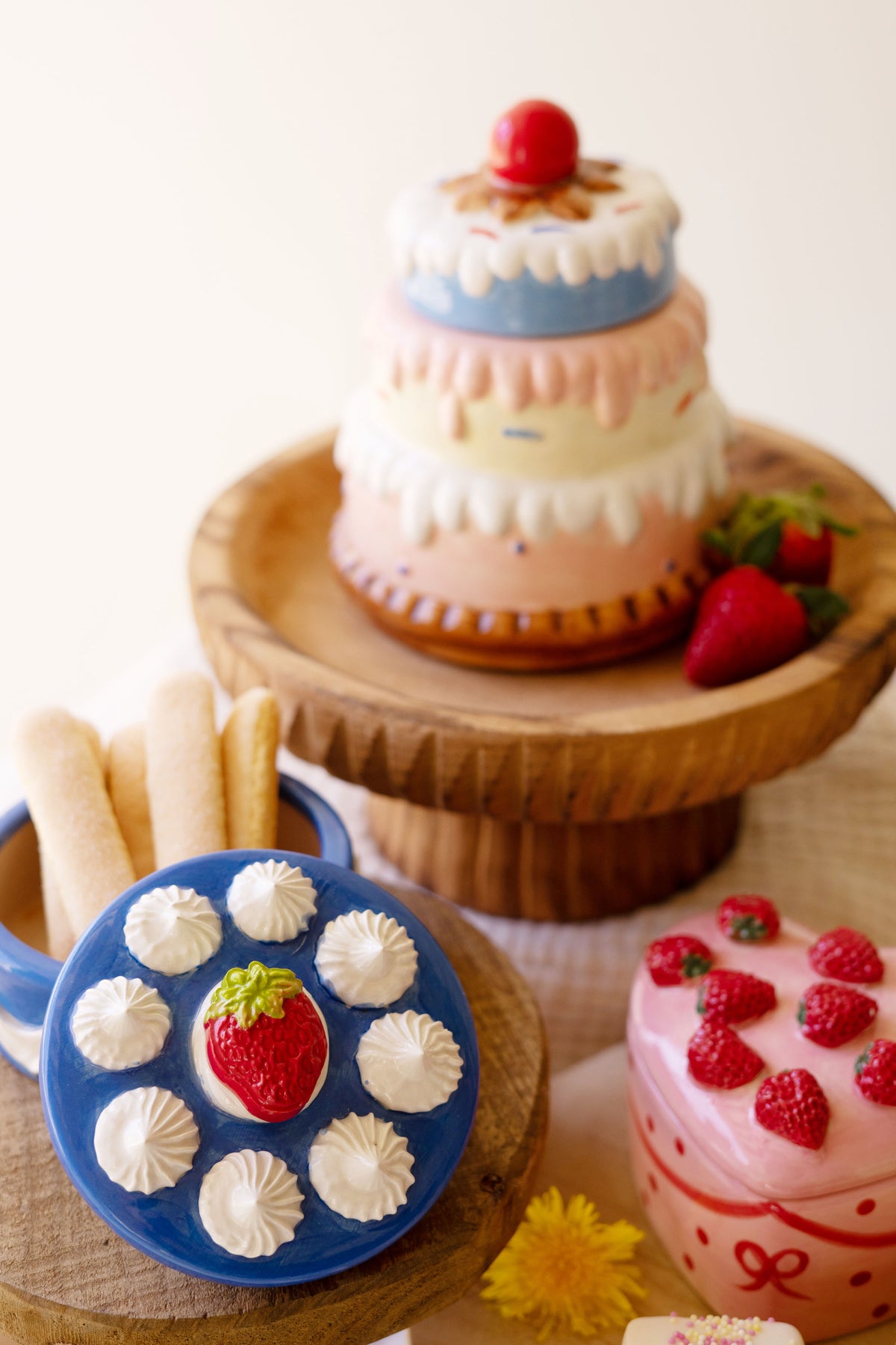 Set of Three Ceramic Dessert Boxes.