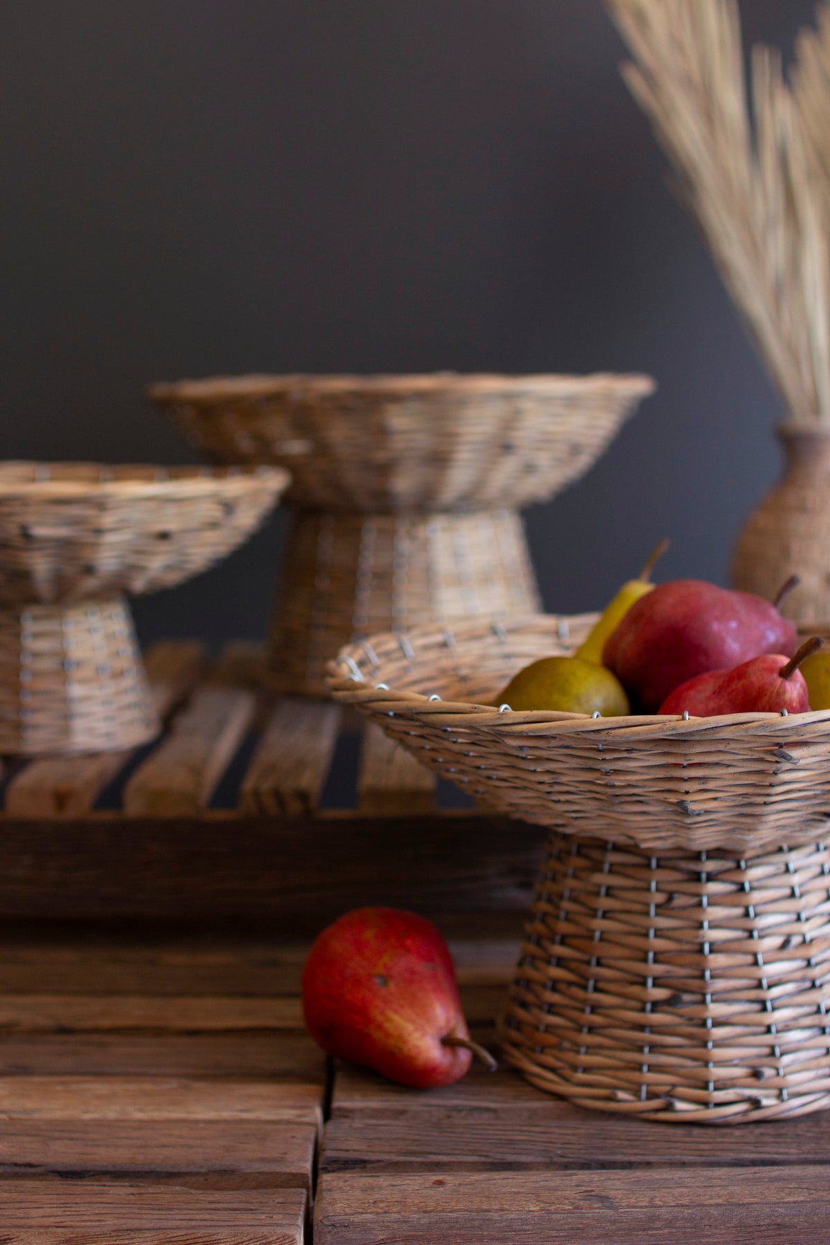 Set of Three Wicker Compotes