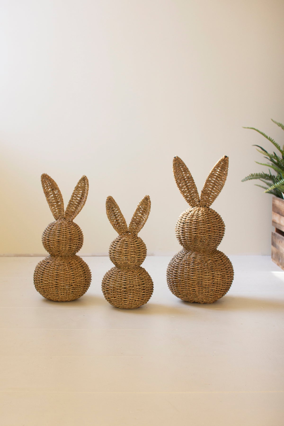 Set of Three Woven Vine Easter Rabbits