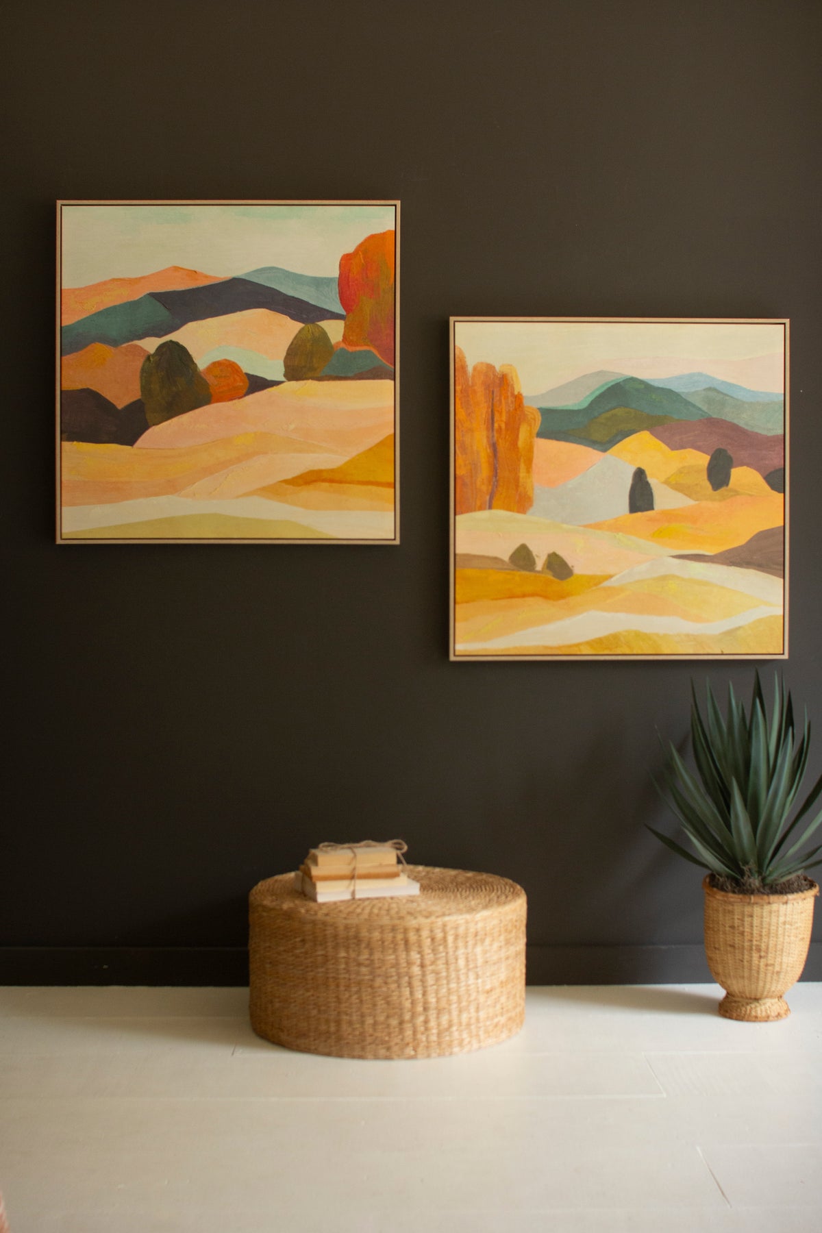 Set of Two Framed Painting Landscape