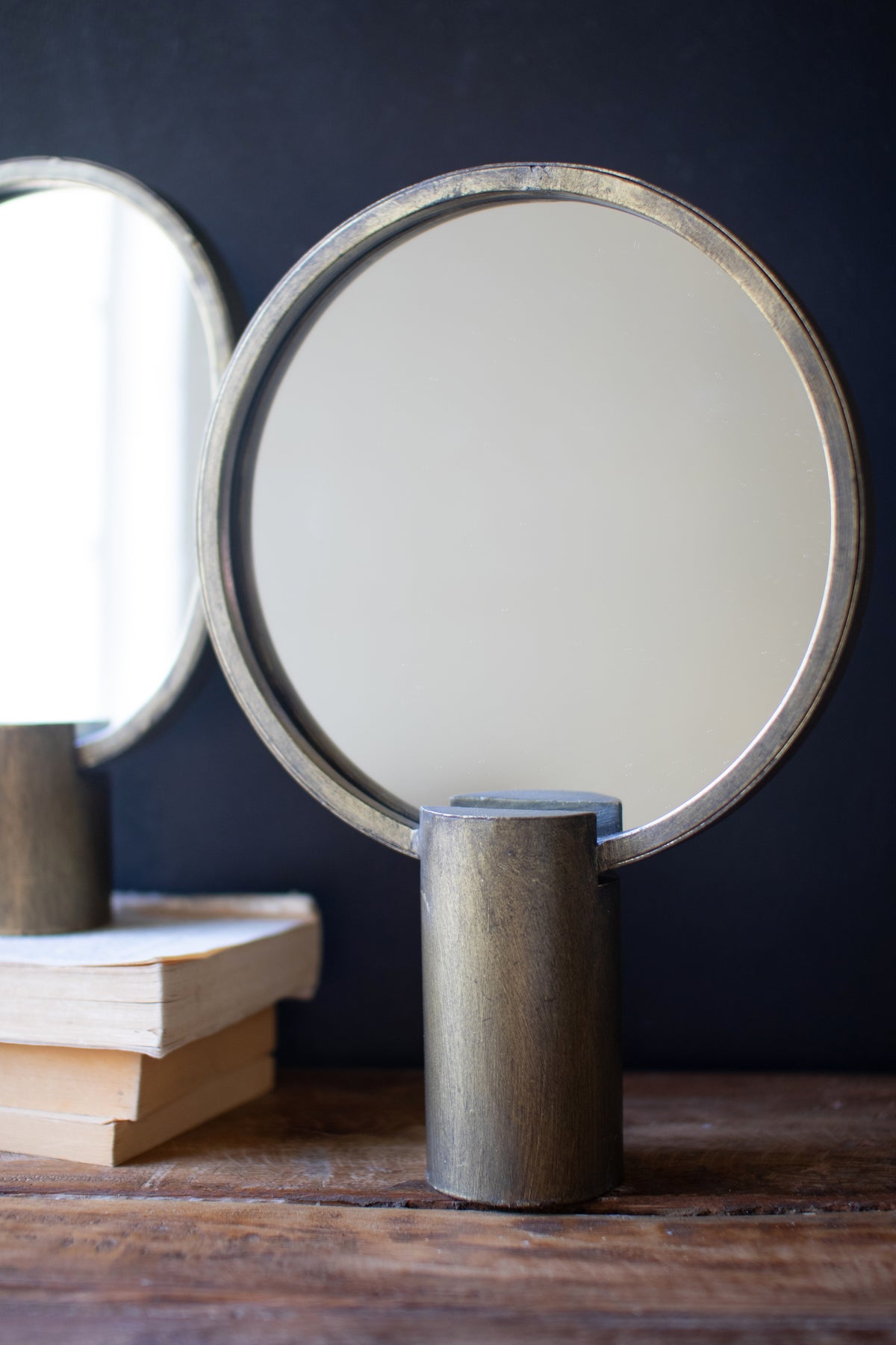 Set of Two Antique Gold Tabletop Mirrors