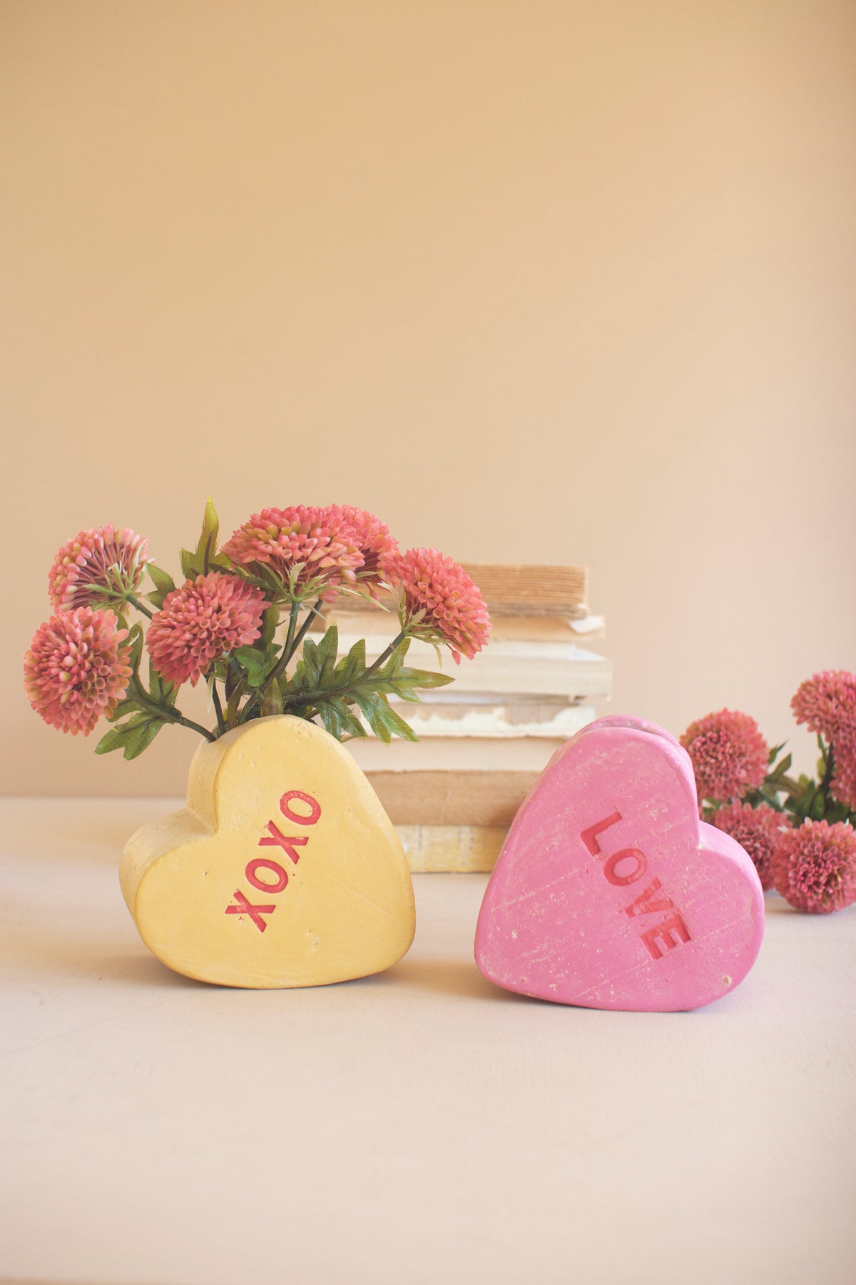 Set of Two Clay Valentine Heart Vases
