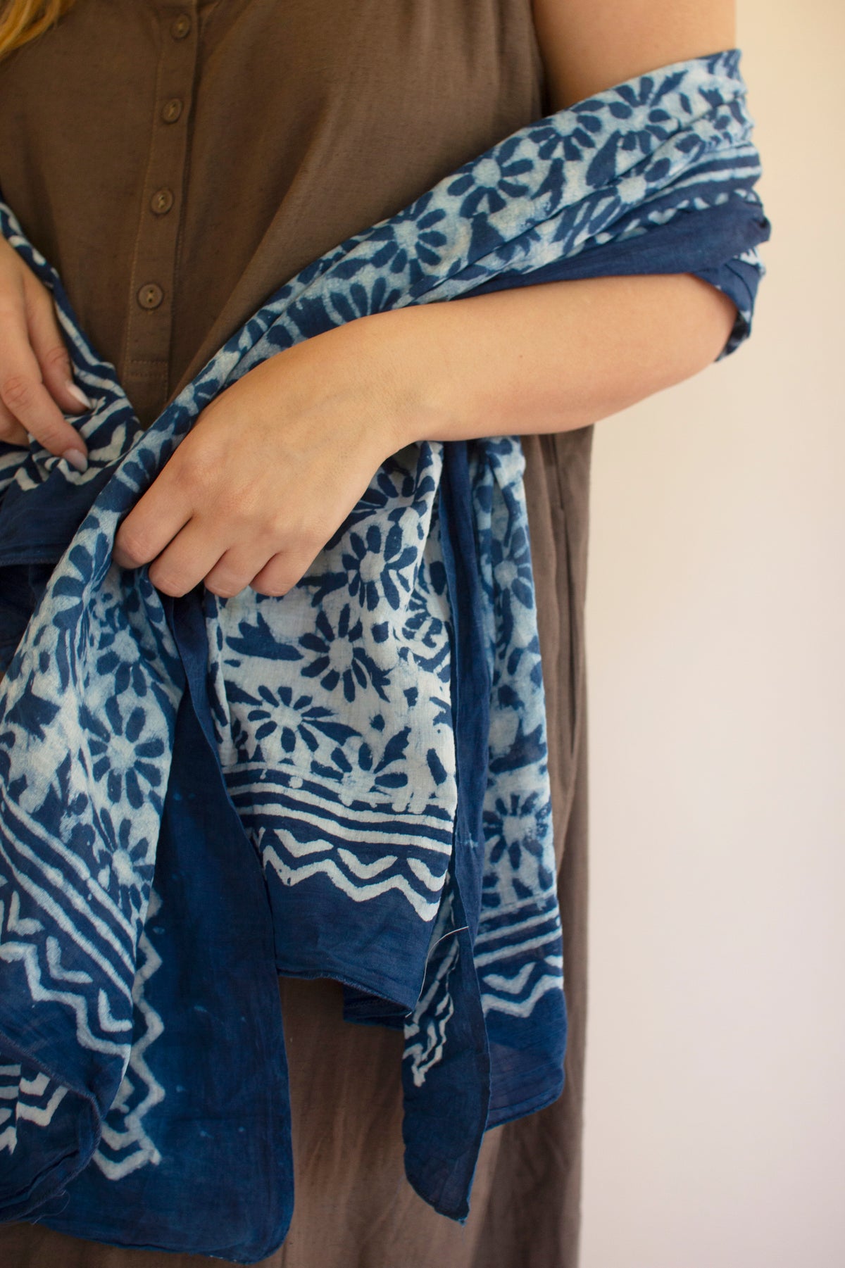 Set of Four Mudblock-Printed Scarves - One Each Color