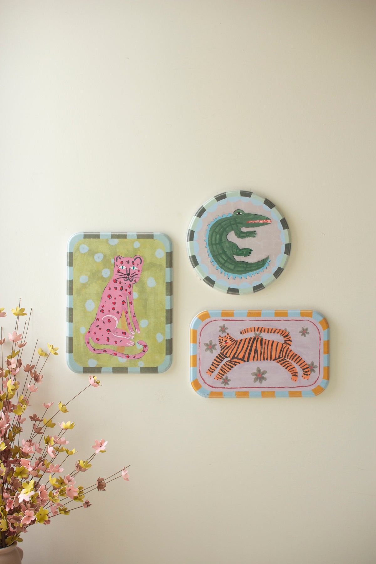 Set of Three Painted Children's Art Animal Prints