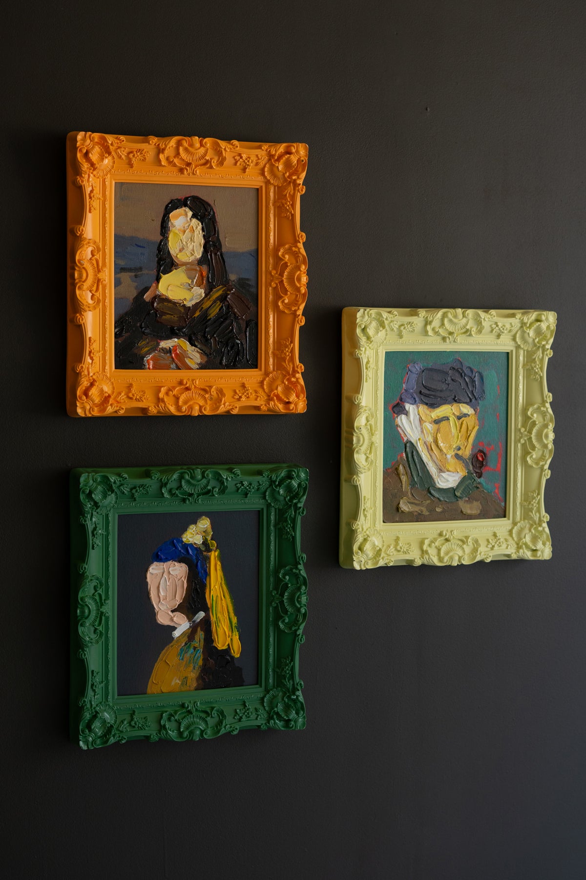 Set of Three Framed Acrylic Portrait Paintings