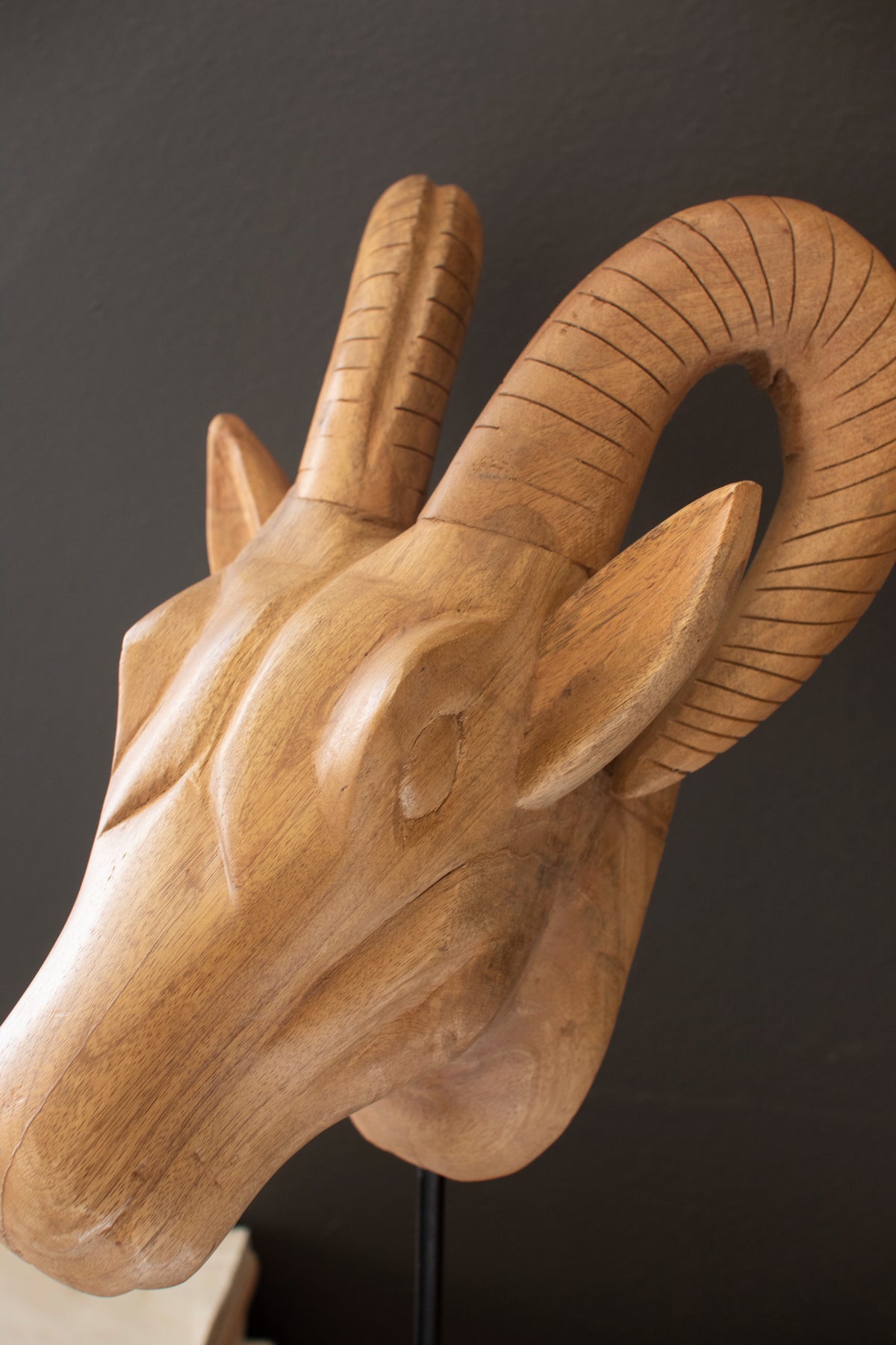 Set of Three Carved Mango Wood African Animal Heads