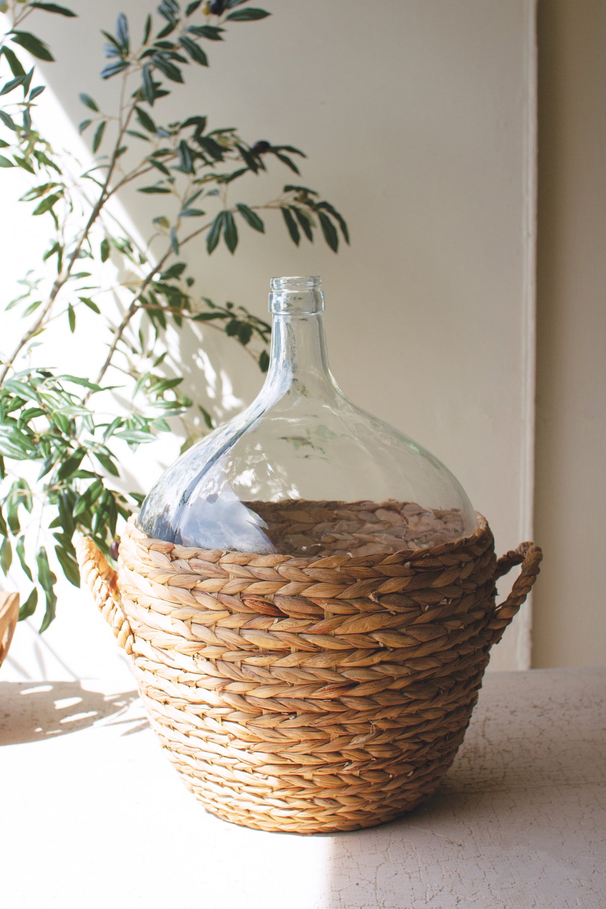 Water Hyacinth Wrapped Glass Wine Damigiana
