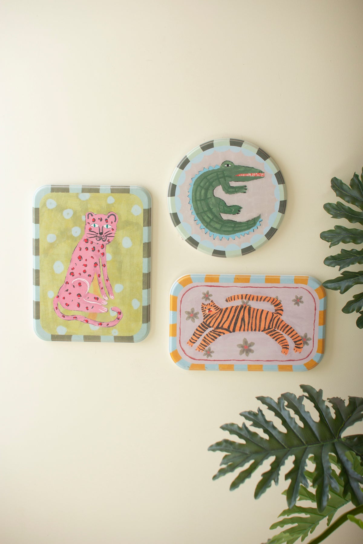Set of Three Painted Children's Art Animal Prints