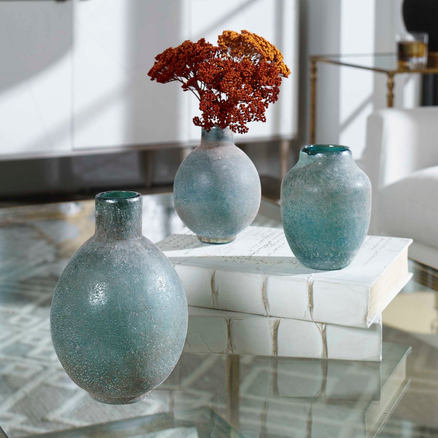 Mercede Weathered Blue-Green Vases Set/3