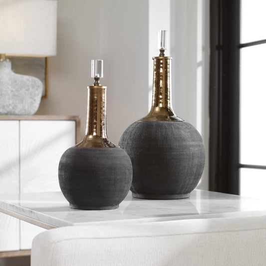 Arnav Matte Black Bottles Set/2