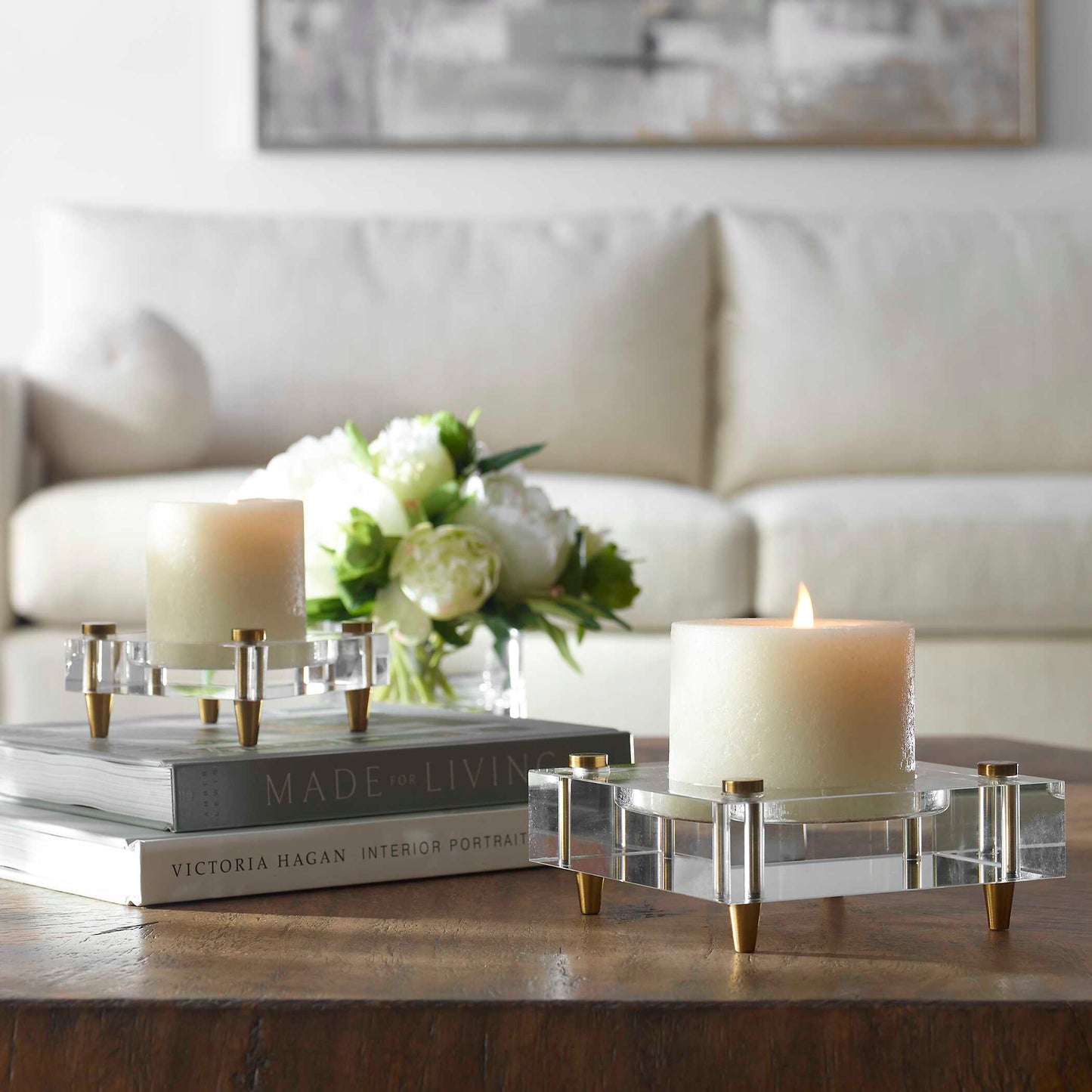 Claire Crystal Block Candleholders Set/2
