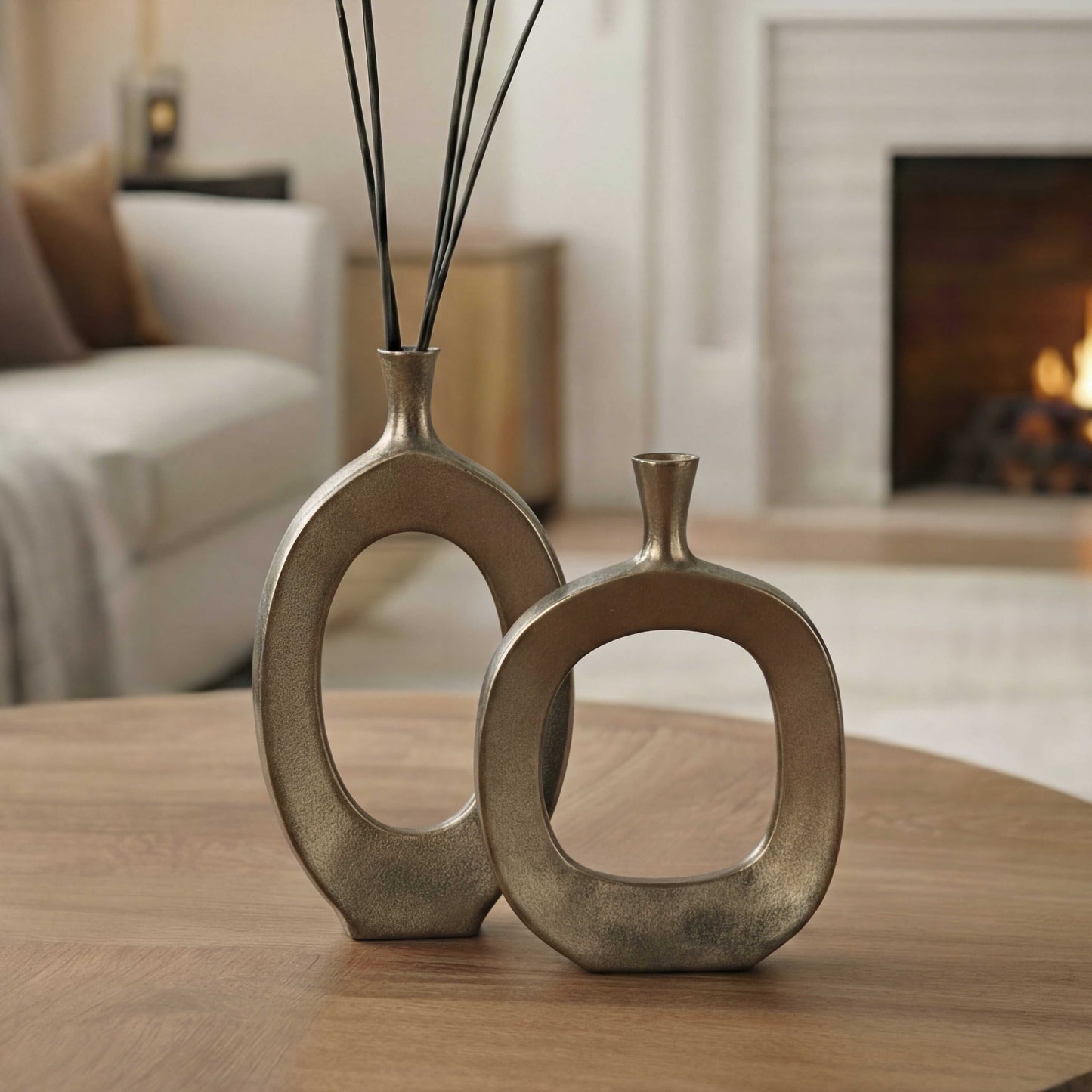 Kyler Textured Bronze Vases Set/2