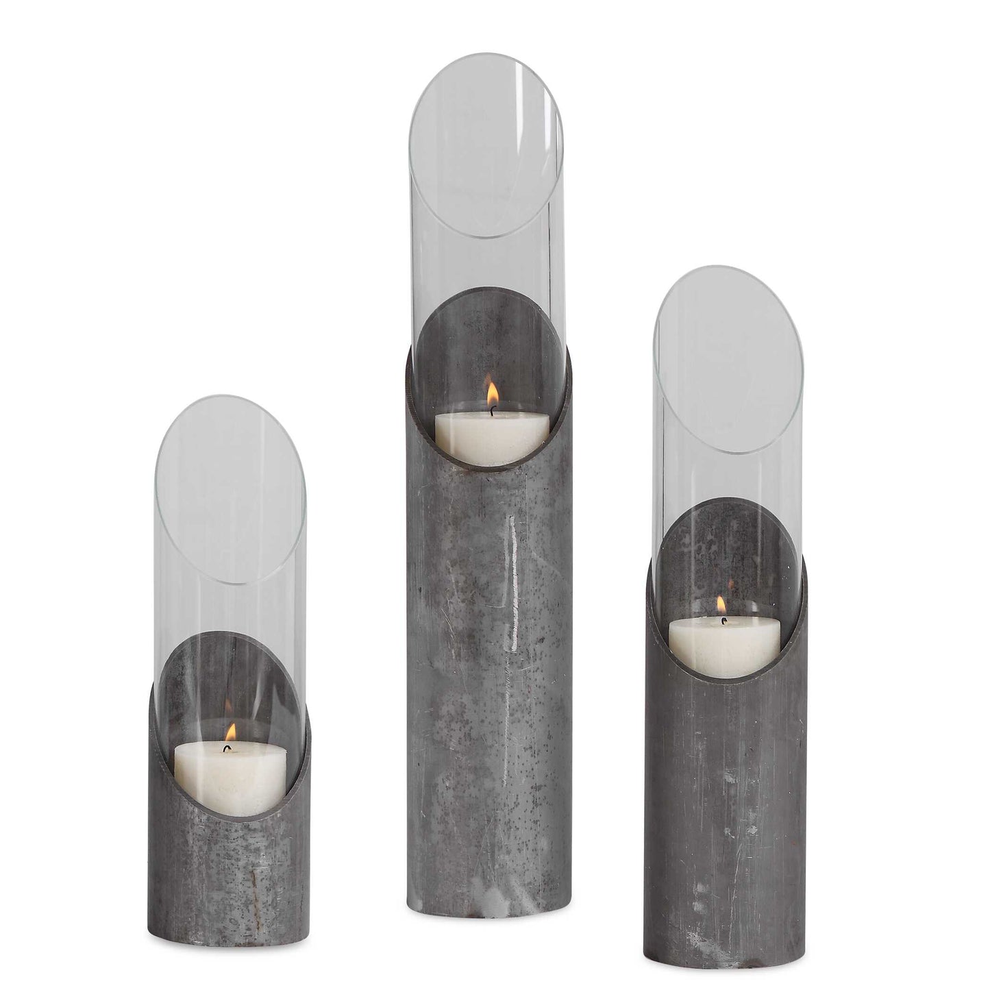 Karter Iron & Glass Candleholders Set/3