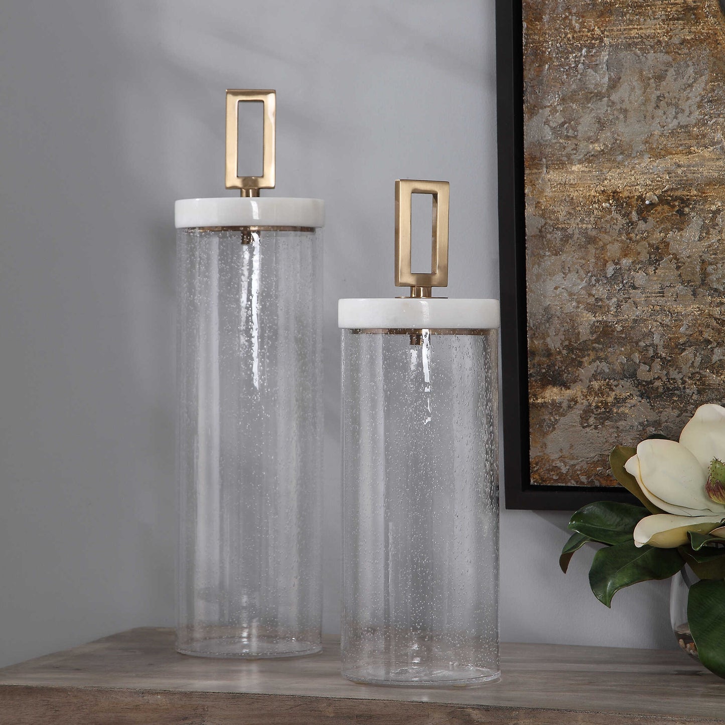Hayworth Seeded Glass Containers Set/2