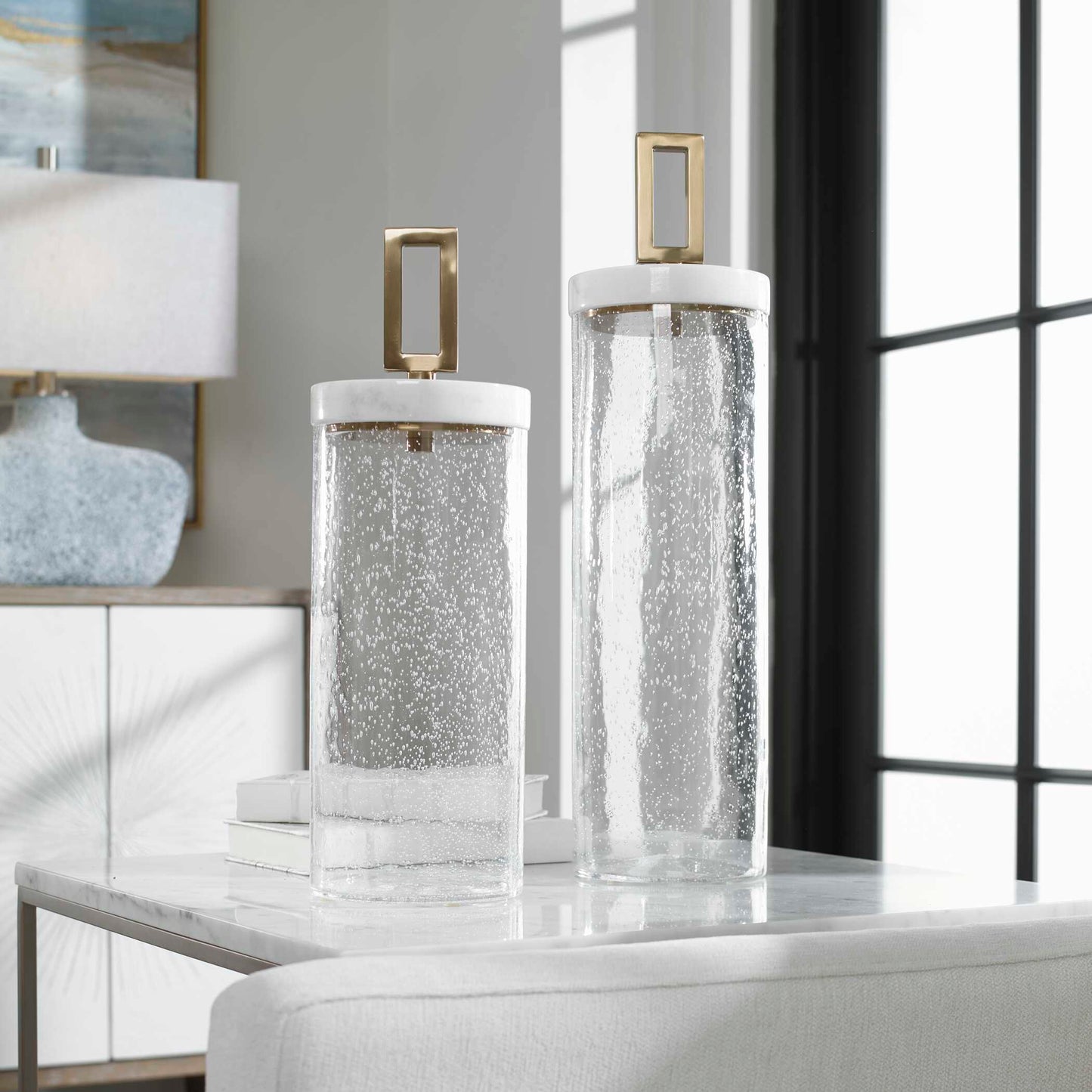 Hayworth Seeded Glass Containers Set/2