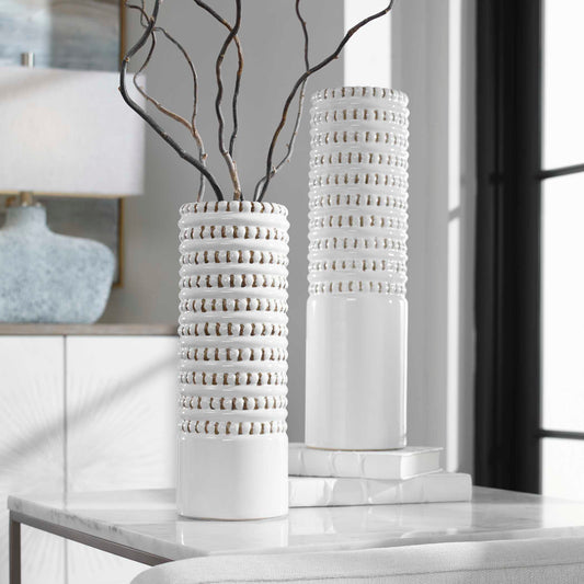 Angelou White Vases Set/2