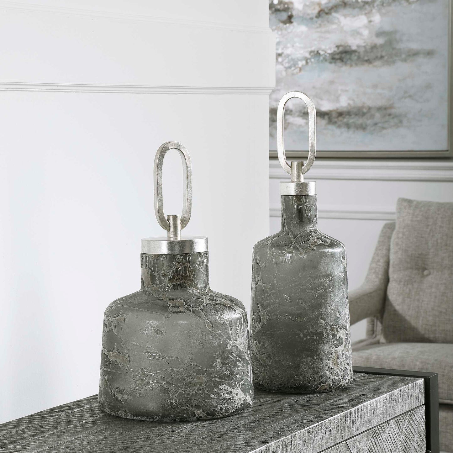 Storm Art Glass Bottles Set/2