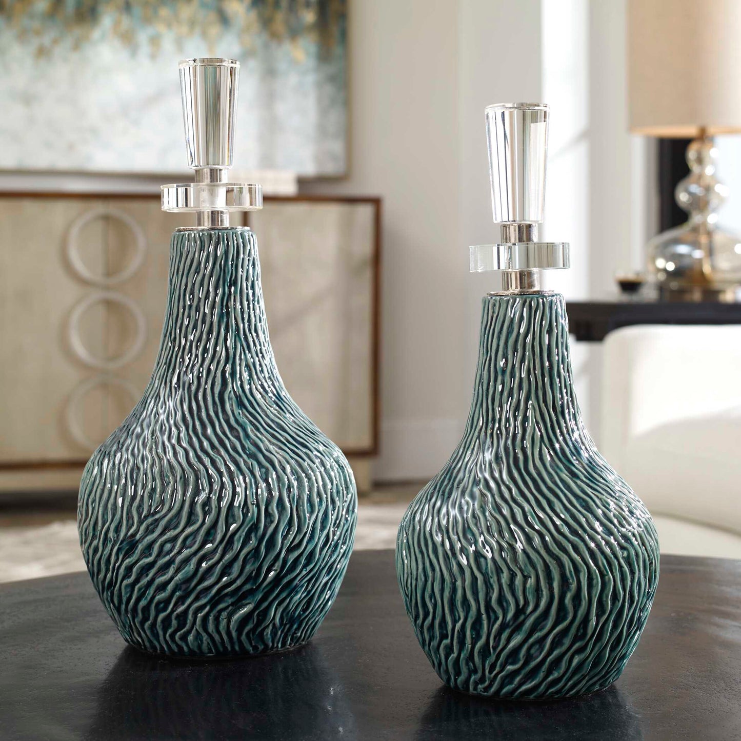 Almera Dark Teal Bottles Set/2