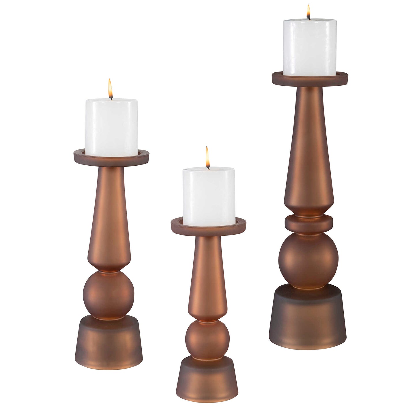 Cassiopeia Butter Rum Glass Candleholders Set/3