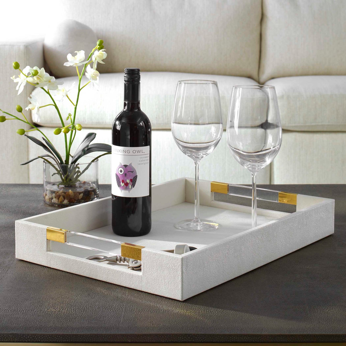 Wessex White Shagreen Tray