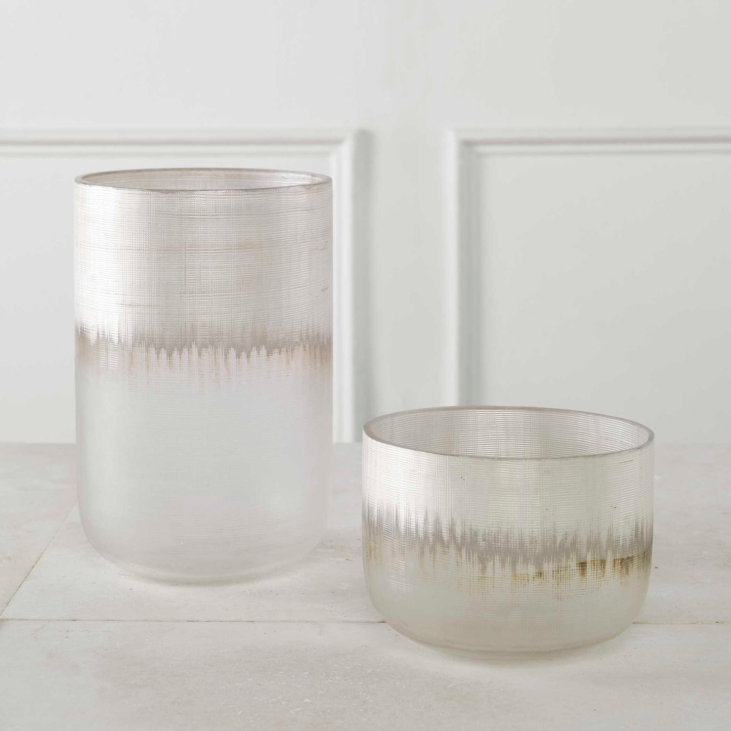 Frost Silver Drip Glass Vases Set/2