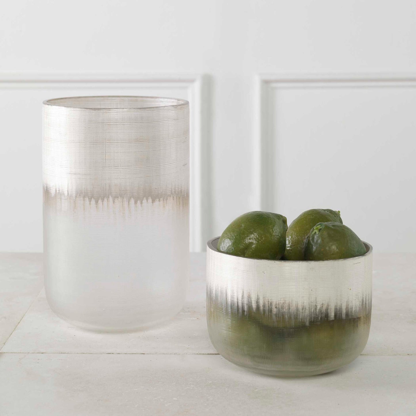 Frost Silver Drip Glass Vases Set/2