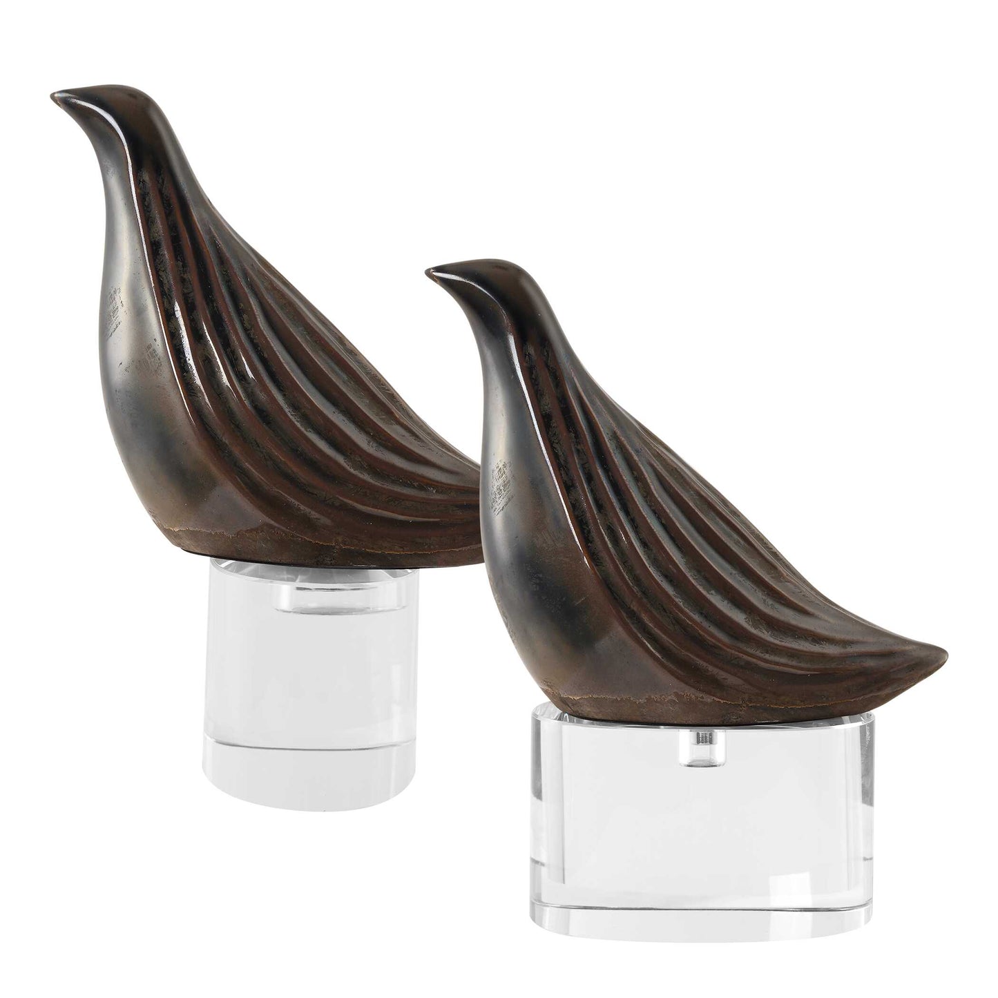Nesting Bird Gray Sculptures Set/2