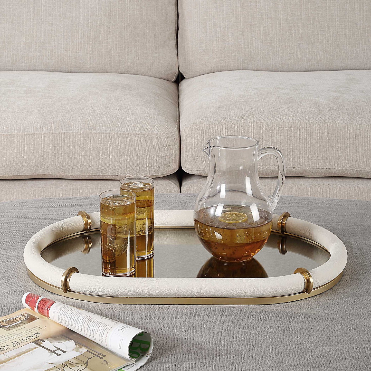 Cyprus Leather Oval Tray