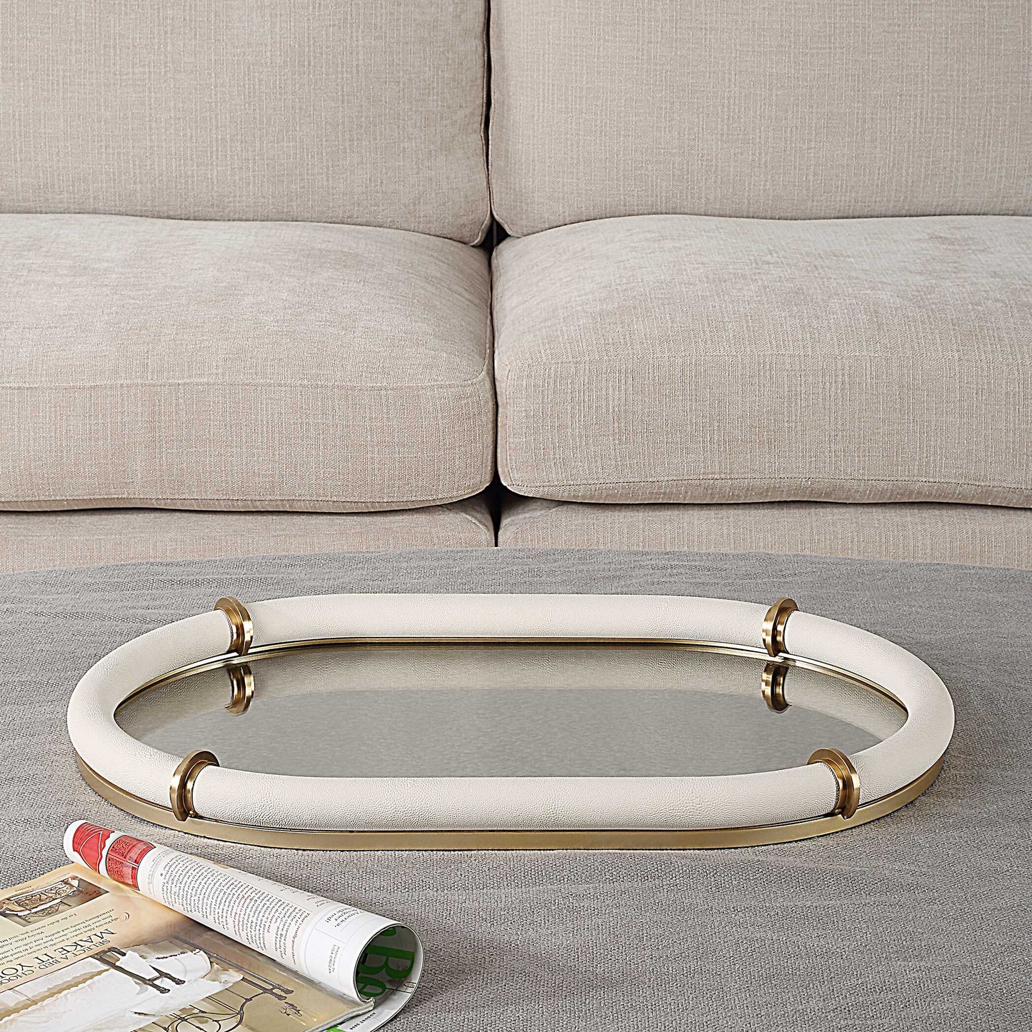 Cyprus Leather Oval Tray