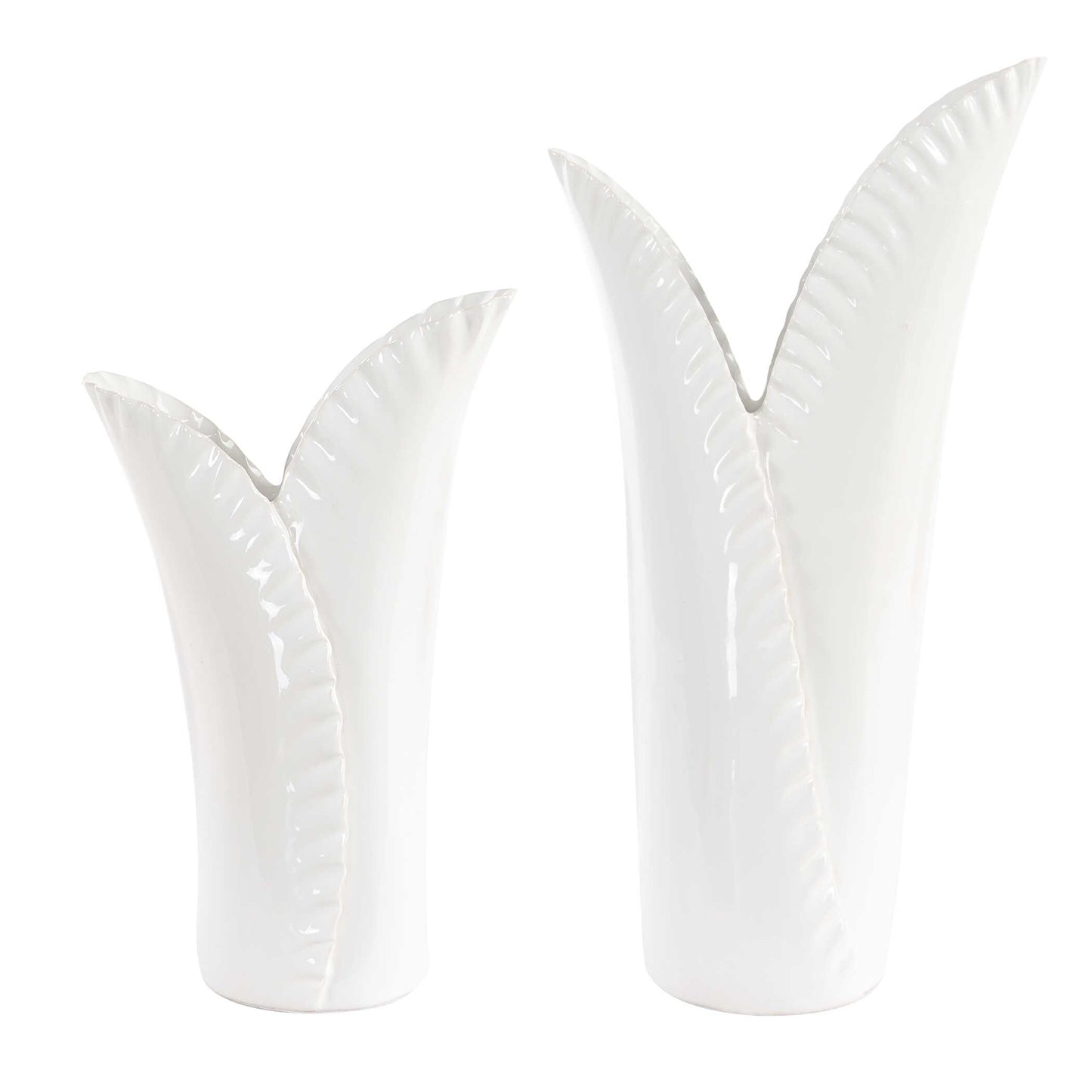 Leafscape White Vases Set/2