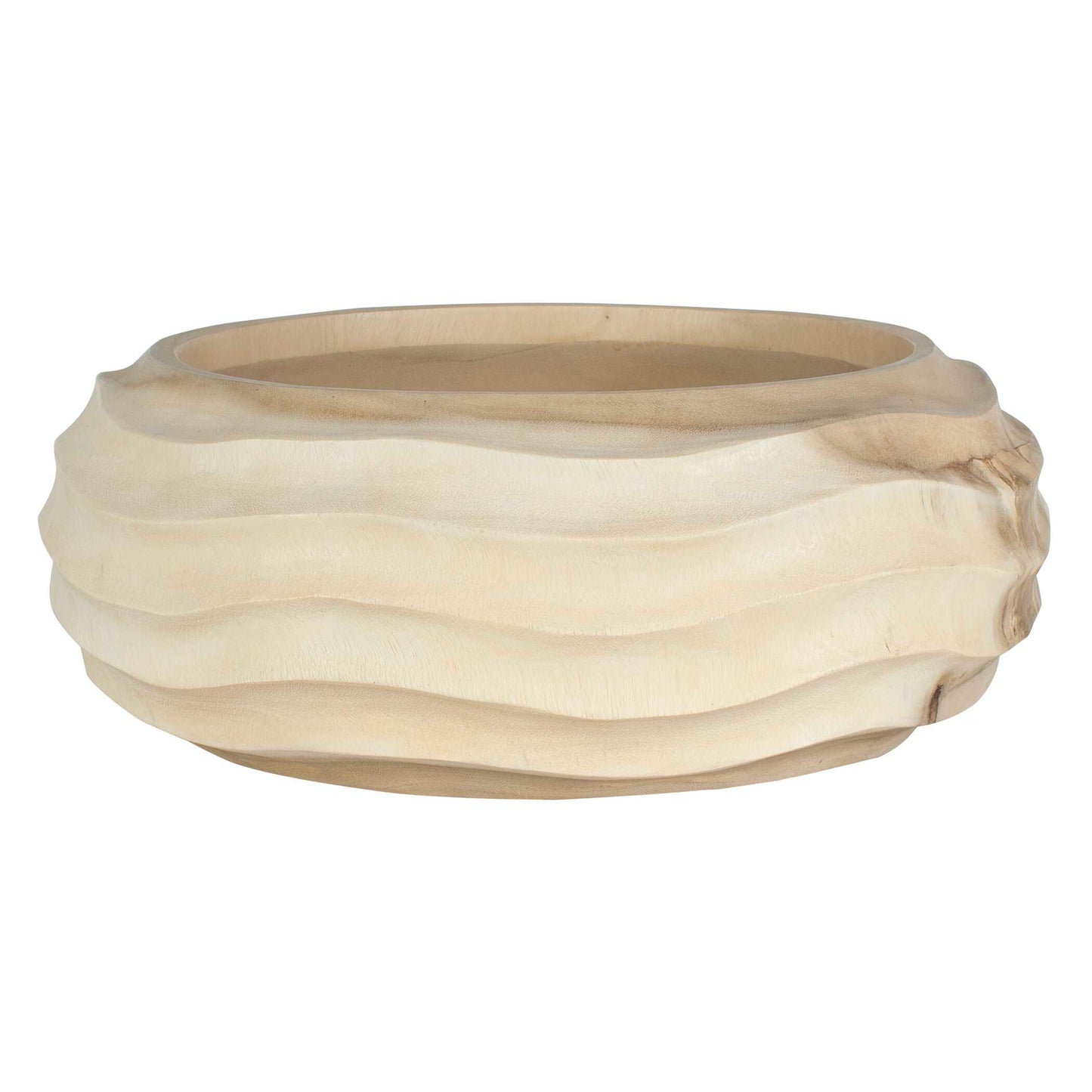 Waveform Bleached Wood Bowl