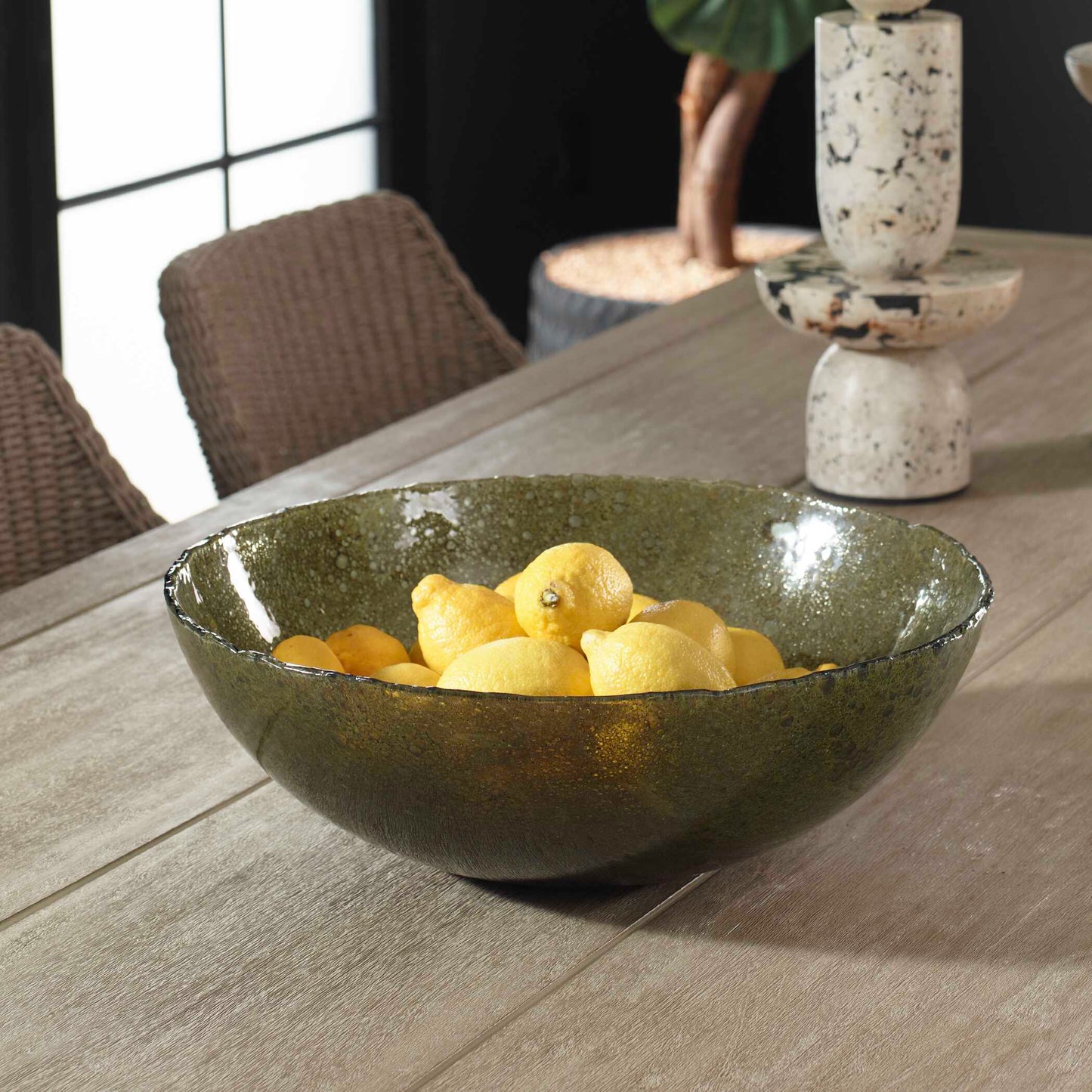 Veridian Shimmer Earthy Glass Bowl