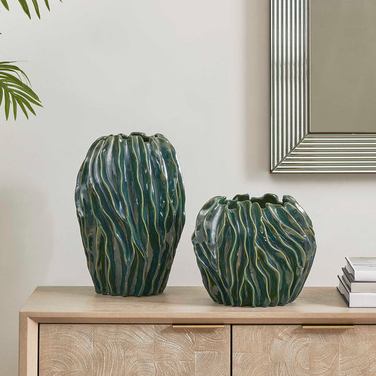 Veridian Ridge Indoor-Outdoor Vases Set/2