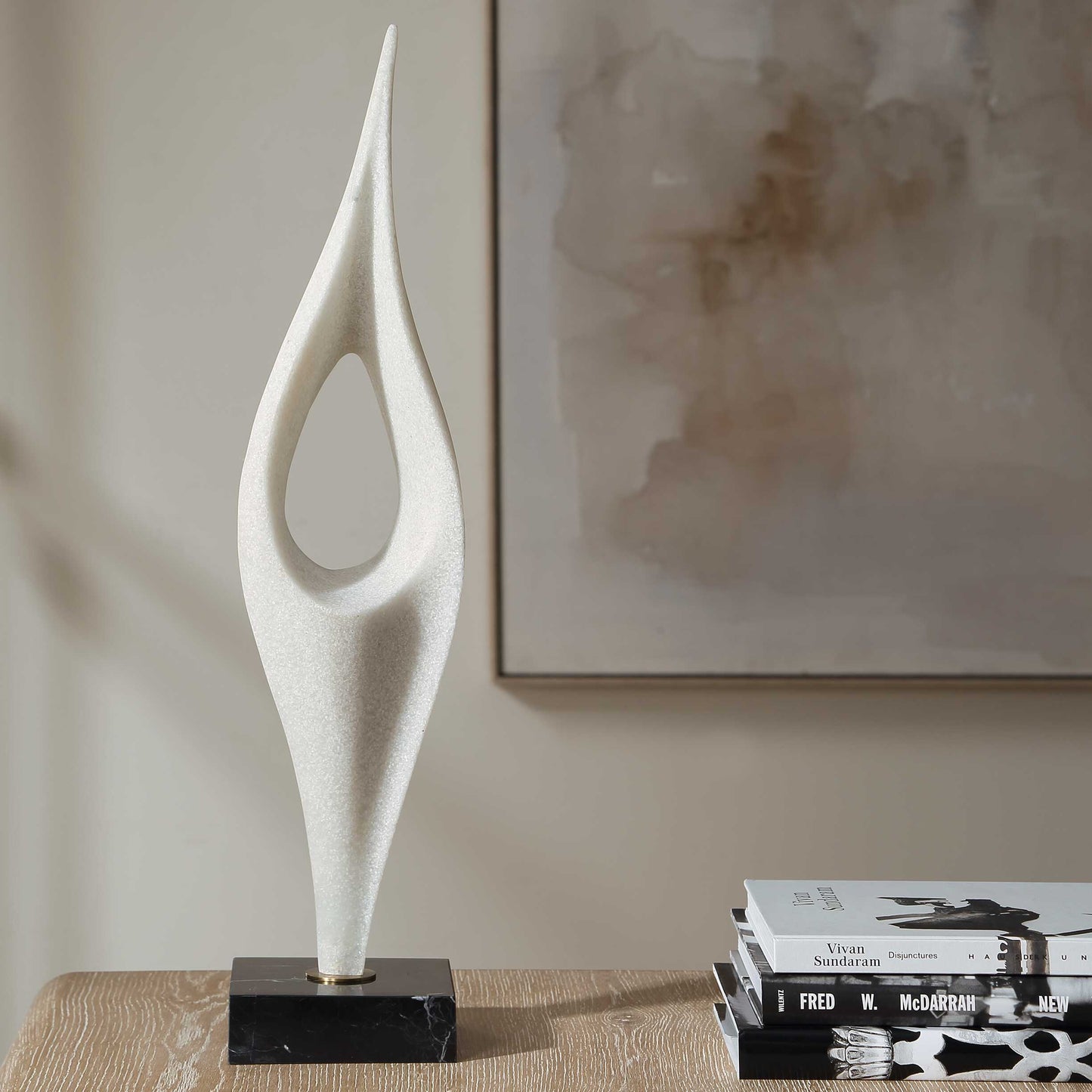 Fluid Drop White Stone Sculpture