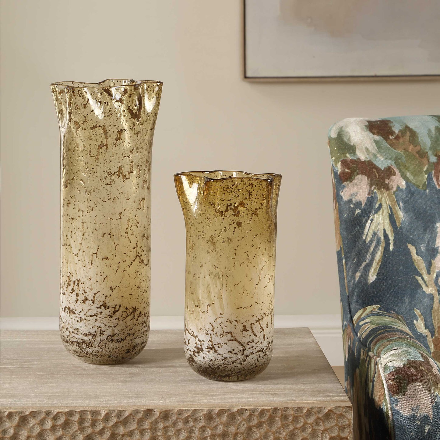 Rhine Seeded Glass Vases Set/2