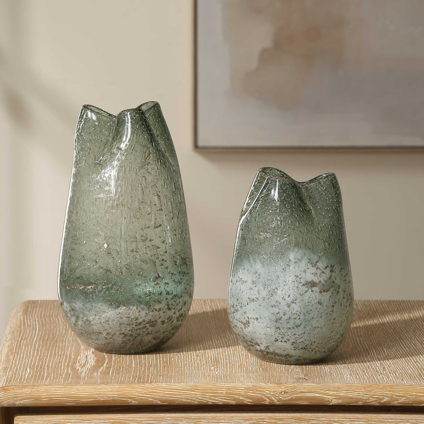 Chianti Seeded Glass Vases Set/2