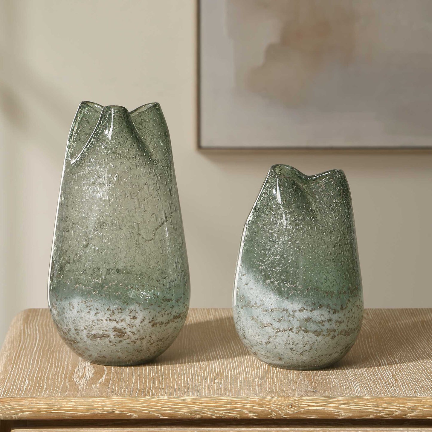 Chianti Seeded Glass Vases Set/2