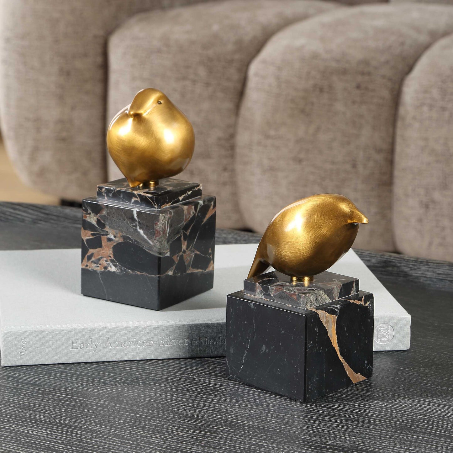 Golden Finch Bird Figurines Set/2